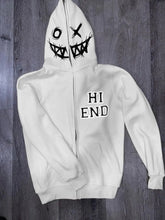 Men's Zip Up Letter Graphic Hoodie White