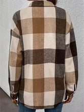 Curved Hem Plaid Collared Neck Shacket Woman Outerwear