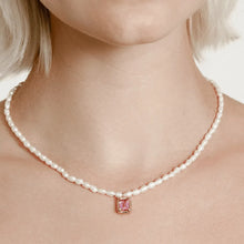 Copper Imitation Pearl Pendant Necklace Pink One Size