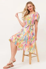 Lime 'N' Chili Watercolor Print Tie Front Midi Dress Casual Dresses