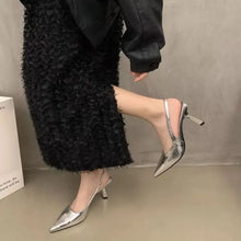 Point Toe Kitten Heels Pumps Silver woman pumps