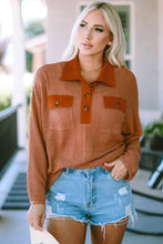 Half-Button Collared Long Sleeve Top Woman Blouses