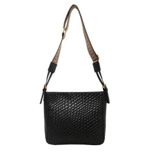 Woven Leather Shoulder Bag with Adjustable Strap Black onesize