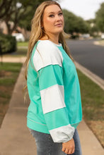 Plus Size Exposed Seam Color Block Long Sleeve Sweatshirt Woman Sweatshirts