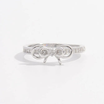 925 Sterling Silver Inlaid Zircon Bow Ring Silver Rings