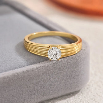 925 Sterling Silver Moissanite Ring Gold