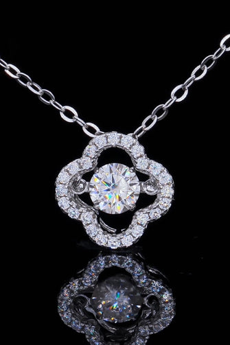 925 Sterling Silver Moissanite Flower Pendant Necklace Silver One Size