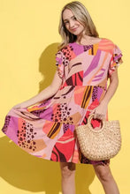 And The Why Printed Double Ruffles Sleeve Dress Casual Dresses