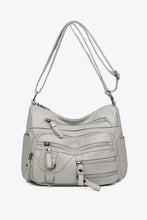 Multi-Pocket PU Leather Crossbody Bag Light Gray One Size Handbags