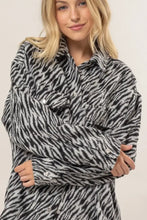 HYFVE Zebra Print Snap Down Long Sleeve Shacket Woman Outerwear