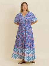Plus Size Smocked Printed Half Sleeve Midi Dress Casual Dresses