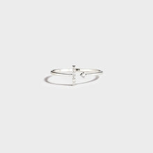 T Shape Inlaid Zircon 925 Sterling Silver Open Ring Silver 7