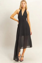 HYFVE Chiffon Halter Asymmetrical Hem Dress BLACK Casual Dresses