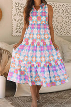 Floral Print Sleeveless Tiered Midi Dress Casual Dresses