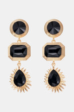 Geometrical Shape Zinc Alloy Frame Glass Dangle Earrings Black One Size