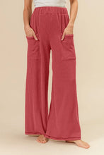 BiBi 2tone Cord Rib Waist Band Side Pocket Pants BURGUNDY