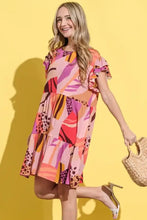 And The Why Printed Double Ruffles Sleeve Dress Casual Dresses