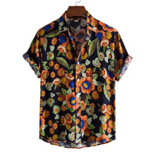 Men's Plus Size Floral Print Short Sleeve Hawaiian Shirt Black
