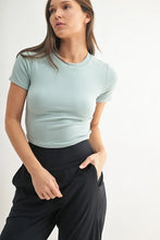 MONO B Essential Micro-ribbed Cropped Athleisure Tee VINTAGE BLUE