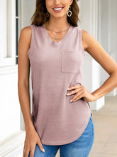 Pocketed V-Neck Tank Dusty Pink