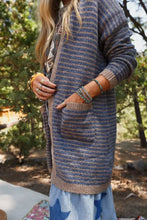 Open Front Long Sleeve Striped Cardigan Woman Outerwear