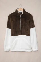 Color Block Half Zip Long Sleeve Fuzzy Sweatshirt Woman Sweatshirts