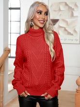 Turtleneck Cable-Knit Long Sleeve Sweater Sweater Pullovers