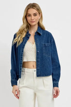 RISEN Button Up Long Sleeve Denim Shacket Dark Woman Outerwear