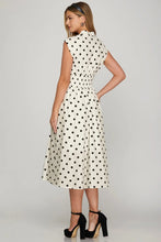 She + Sky Front Zip Polka Dots Cap Sleeve Midi Dress