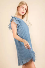 VERY J Plus Size Ruffle Sleeve Pleated Woven Mini Dress Casual Dresses