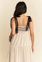 Davi & Dani Multi Contrast Smocked Bodice Straps Maxi Dress Casual Dresses