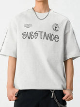 Men's Letter Round Neck Half Sleeve T-Shirt White Mens Tops