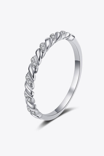 Moissanite Rhodium-Plated Half-Eternity Ring Silver
