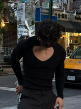 Men's Cutout Front Long Sleeve T-Shirt