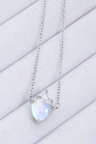 925 Sterling Silver Moonstone Heart Pendant Necklace Moonstone One Size