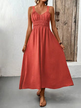 V-Neck Wide Strap Midi Cami Dress Casual Dresses
