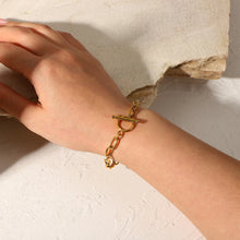 18K Gold-Plated Stainless Steel Toggle Chain Bracelet Gold One Size