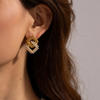 18K Gold-Plated Stainless Steel Square Earrings Gold One Size