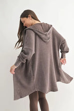 MONO B Chunky Waffle Mineral Wash Hooded Open Cardigan