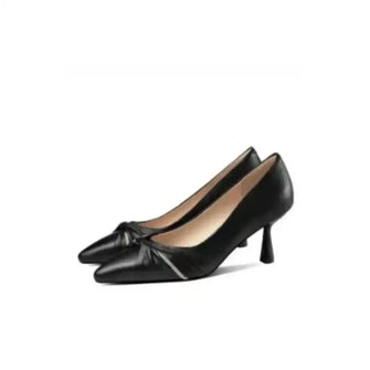 Point Toe Flare Heels Pumps Black woman pumps
