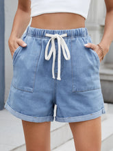 Drawstring Wash Denim Shorts