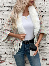 Fringe Fuzzy Open Front Poncho Woman Outerwear