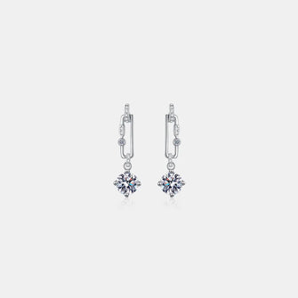 2 Carat Moissanite 925 Sterling Silver Earrings Silver One Size