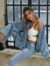 Button Down Drop Shoulder Denim Jacket Woman Outerwear