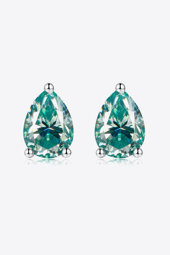 2 Carat Moissanite Teardrop Earrings Teal One Size