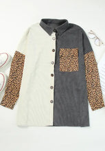 Leopard Button Up Drop Shoulder Jacket Woman Outerwear