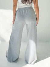 Gray wide leg elastic waist wide sweatpants with a soft fabric and relaxed fit for comfortable wear