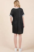Casual Contrast Trim Henley Dress Casual Dresses