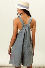 Bibi Star Rhinestone Washed Denim Short Overalls with Star Patch