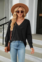 V-Neck Long Sleeve T-Shirt Black